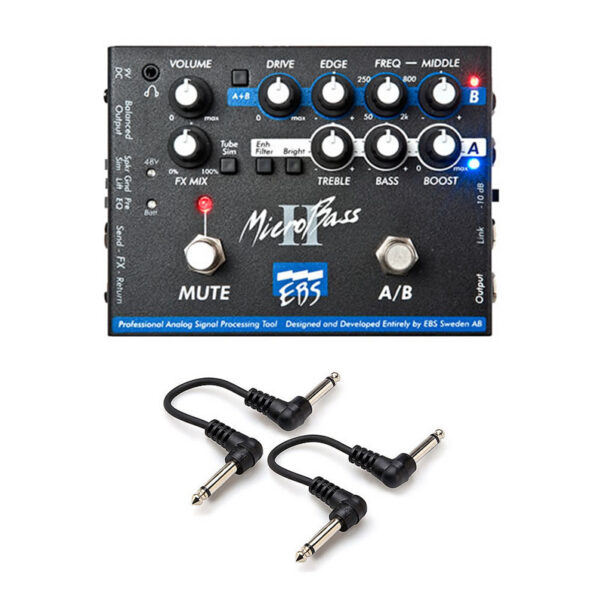EBS MicroBass II 2-Channel Preamp/DI Pedal + Cables