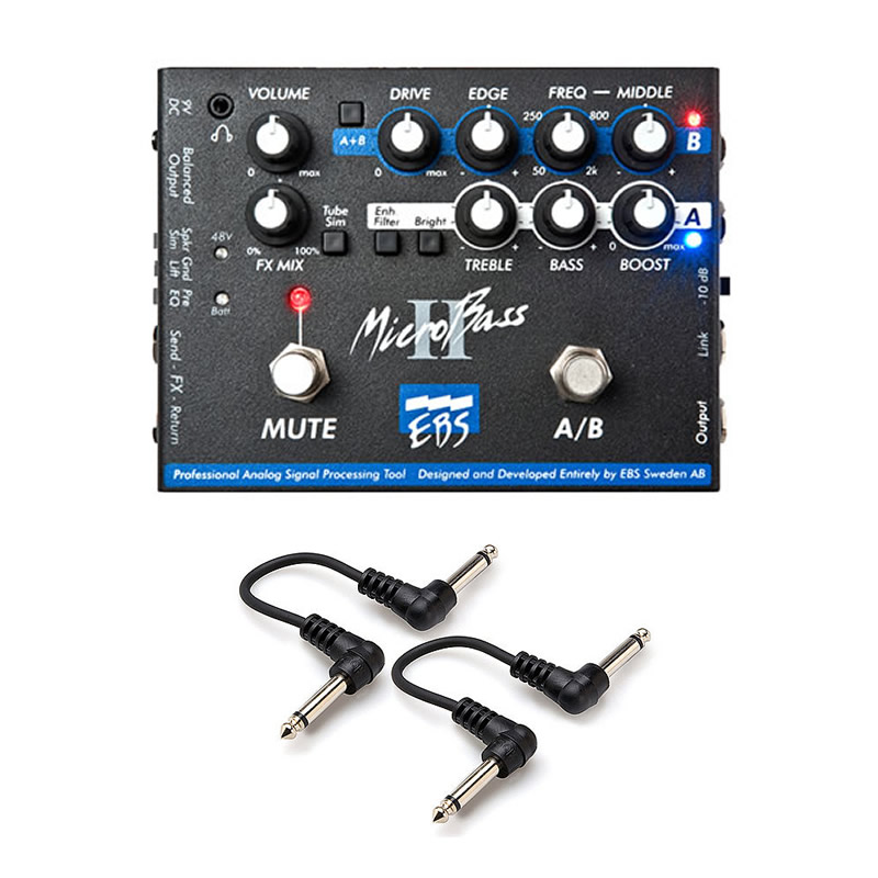 EBS MicroBass II 2-Channel Preamp/DI Pedal + Cables