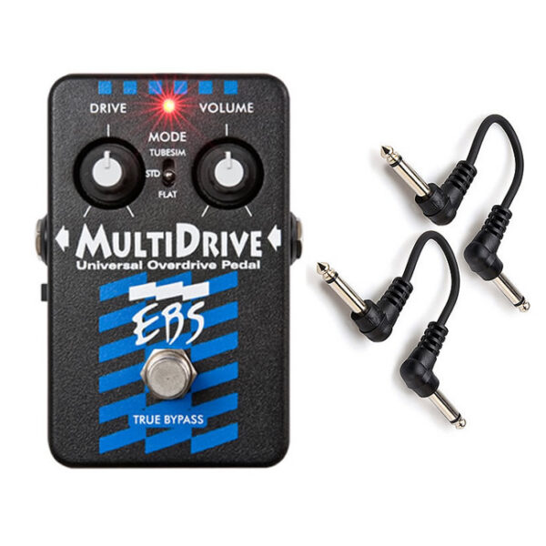 EBS MultiDrive Bass Overdrive Pedal + 2 Patch Cables