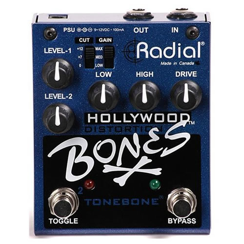 Radial Bones Hollywood Dual Distortion Pedal + 2x 6" Cables - Image 2