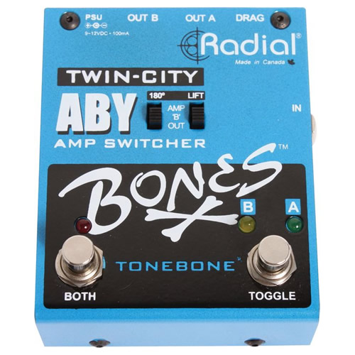 Radial Bones Twin-City ABY Amp Switcher + 2x 6" Cables - Image 2