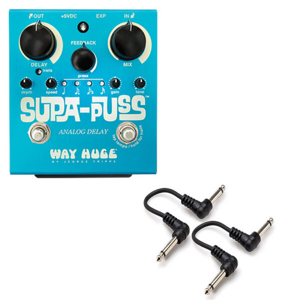 Way Huge Supa-Puss Analog Delay Pedal + 2 Patch Cables