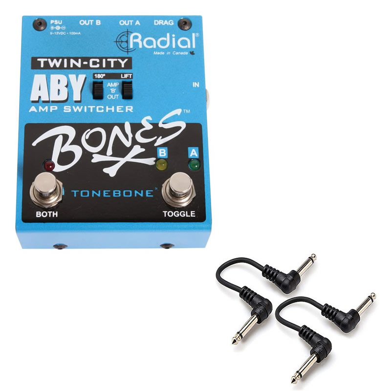 Radial Bones Twin-City ABY Amp Switcher + 2x 6" Cables