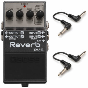 BOSS RV-6 Reverb Pedal + Two 6" Patch Cables