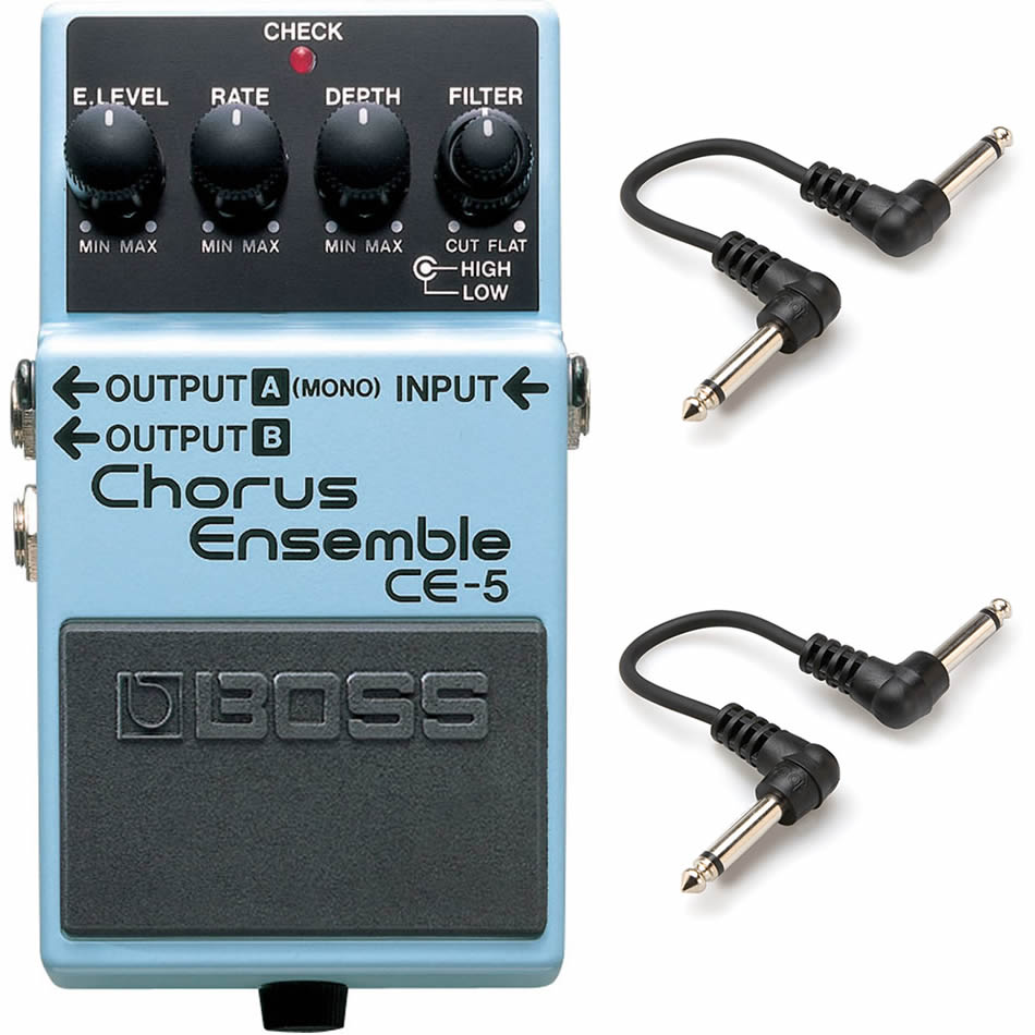 BOSS CE-5 Stereo Chorus Ensemble + Two 6" Patch Cables