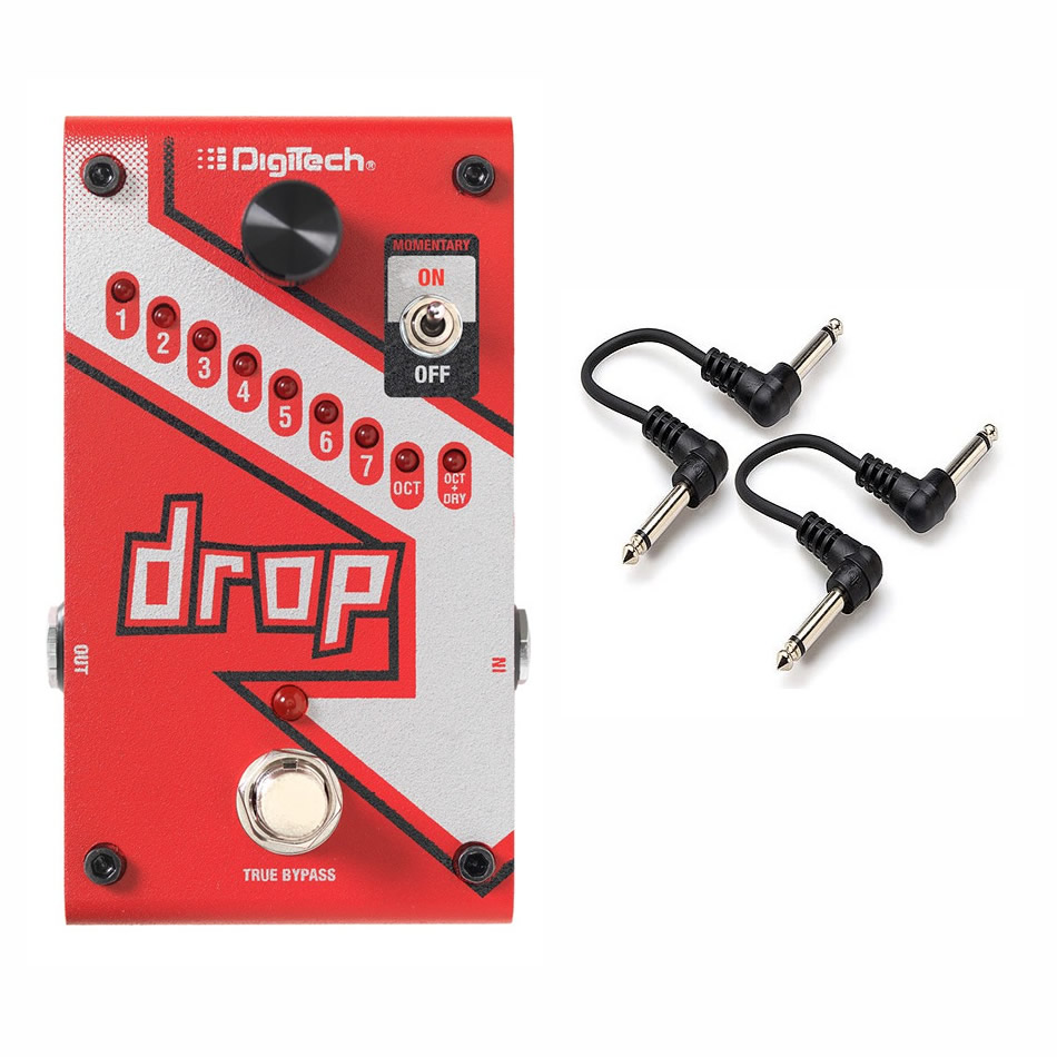 DigiTech Drop Polyphonic Drop Tune Pedal + 2 Patch Cables