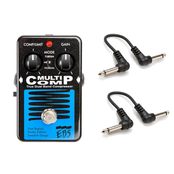 EBS MultiComp True Dual-Band Bass Compressor + 2 Patch Cables